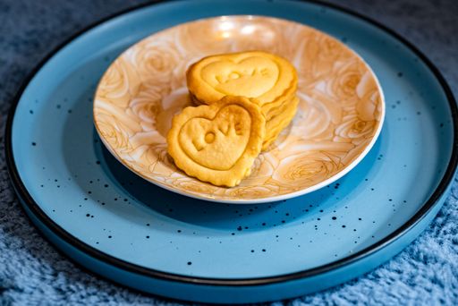 The cute Valentine heart shaped cookies in a plate