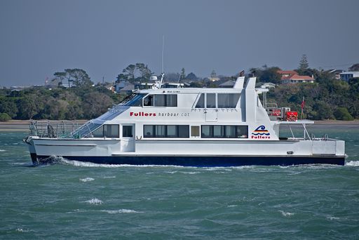 view of Fullers ferry in Tamaki river in high winds