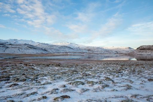 A beautiful shot of a snowy mountain landscape in Snaefellsnes, Iceland