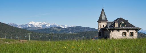 Views towards the great snowy mountains.Catalan pyrenees