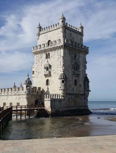The ancient Belem tower in Lisbon on a sunny morning