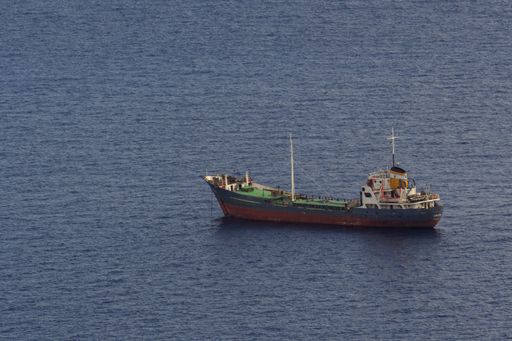 Ponza, Italy, September 23th 2020, Italian cargo ship at sea. Giorita Napoli vessel
