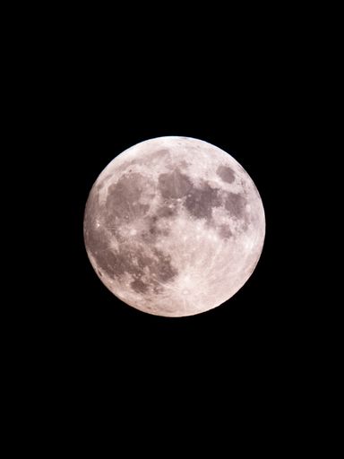 A closeup of a big moon in its full phase with craters visible on its edges isolated on a black background