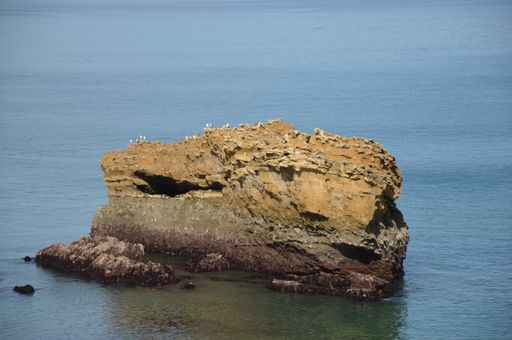 A closeup shot of low tide at the coast of Biarritz in the Bay of Biscay, France