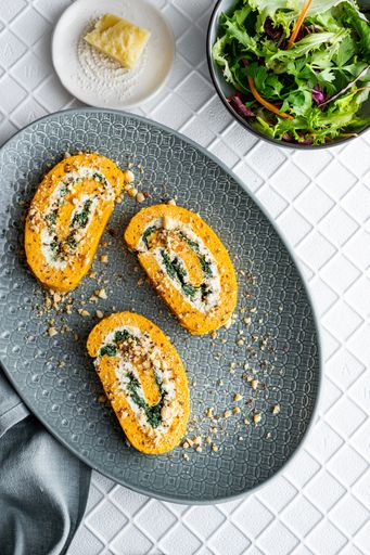 Gluten Free Butternut Roulade with Goats Cheese Filling