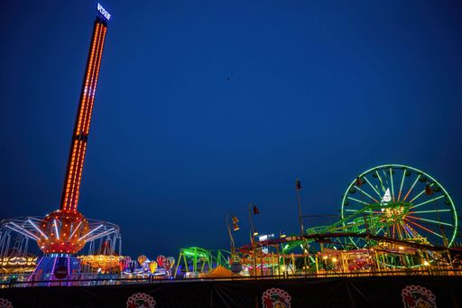 Bukit Jalil, Malaysia - Aug 16, 2022 Euro Fun Park fun fair at night.