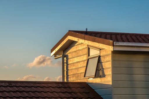 A low angle shot of a roof under the sunlight
