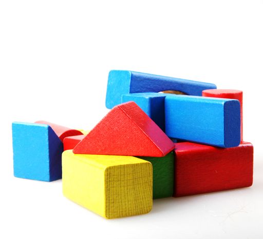 A closeup shot of colorful toy  isolated on a white background