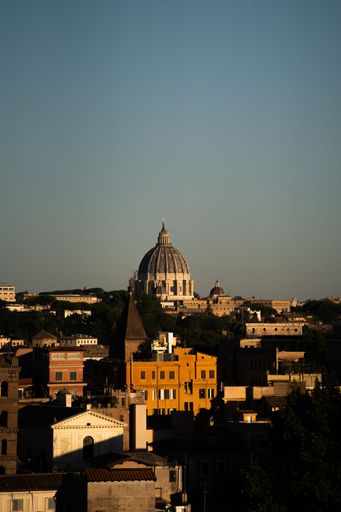 A beautiful view of the St. Peter's Basilica in Vatican City during sunset