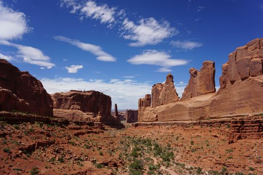 The famous Courthouse Towers in Utah, United States