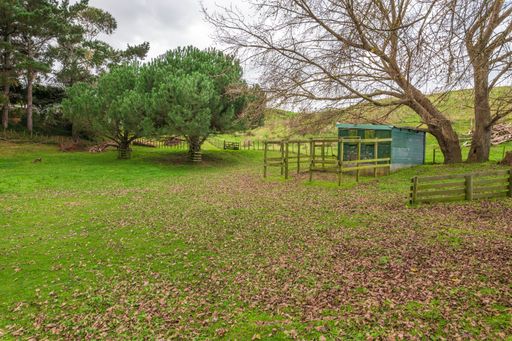 A farm shed on rural farm land close to the town of Levin in Manawatu of New Zealand