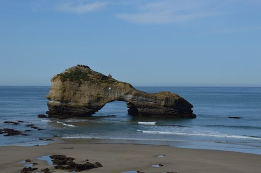 a Low tide at the coast of Biarritz in the Bay of Biscay, France