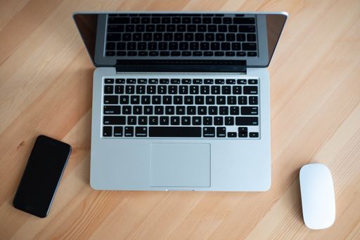 A closeup shot of a laptop on the table