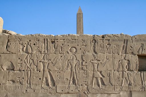 View of Karnak Temple Complex (Luxor, Egypt) with obelisk in the background