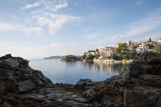 Greece, island of Skiathos, the beautiful city of Skiathos finds its daily life again, after the end of the summer tourist season.
