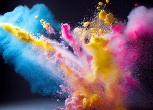 A colorful powder explosion on a black background