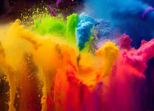 A colorful powder explosion on a black background
