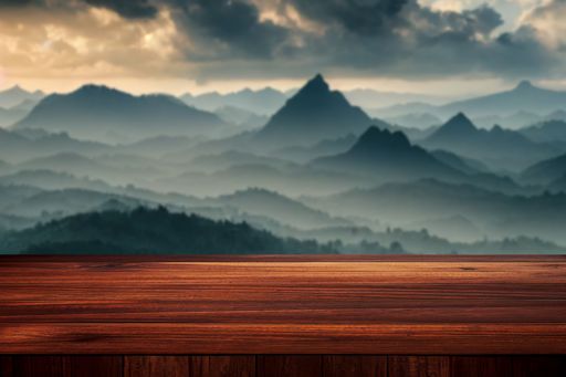 An empty wooden table for product or food display