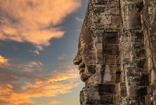 The Sunset Face in Angkor Wat, Siem Reap, Cambodia