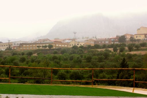 A beautiful shot of Alcoy Alicante city covered in fog, located in Spain