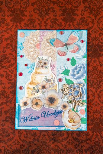 A vertical high angle shot of an amazing handmade post card on a beautiful surface