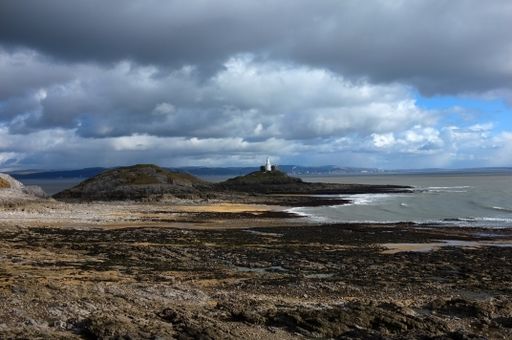 A scenery of a beach on a gloomy day under the cloudy sky
