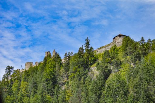 A low angle shot of an ancient castle captured on a sunny day