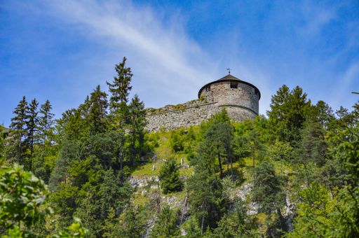 A low angle shot of an ancient castle captured on a sunny day