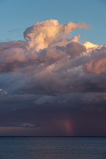 A vertical shot of the sea under a cloudy sky after the rain - perfect for wallpapers
