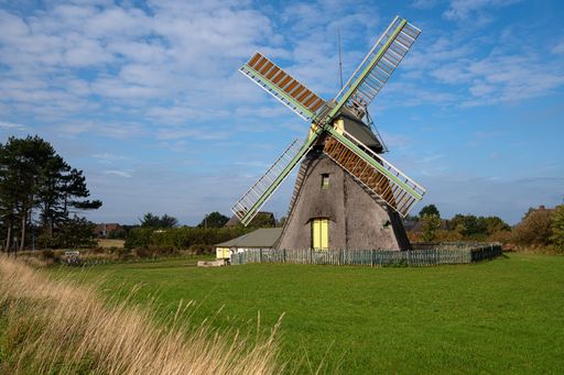 A historic windmill in the village of Nebel, Germany