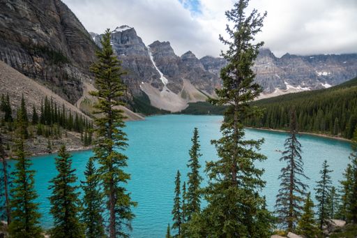 A beautiful view of Moraine Lake in Banff National Park at Alberta, Canada
