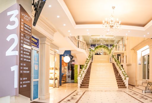 A panoramic view of wedding center's interior design in Mongolia. Photo taken in Zaisan Hill, Ulaanbaatar, Mongolia. 1st November 2020.
