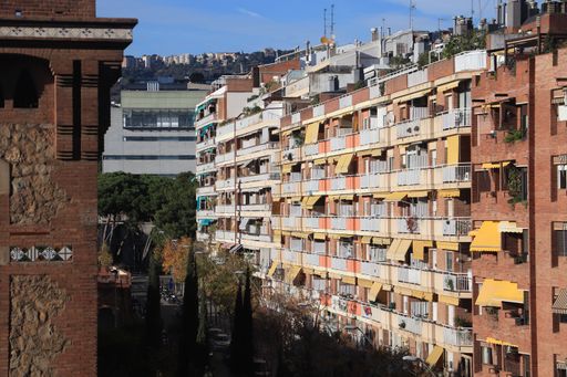 A beautiful shot of the buildings on the streets of Barcelona, Spain
