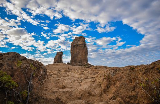 A beautiful shot of Roque Nublo volcanic rock landmark in Gran Canaria island, Spain