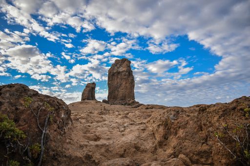 A beautiful shot of Roque Nublo volcanic rock landmark in Gran Canaria island, Spain