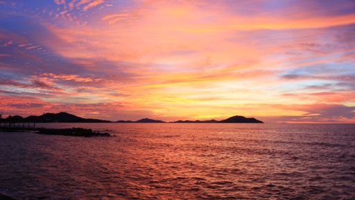 A beautiful view of a colorful sunset over the sea