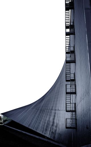 A vertical shot of building facade