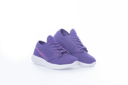 A pair of new purple sneakers isolated on white background