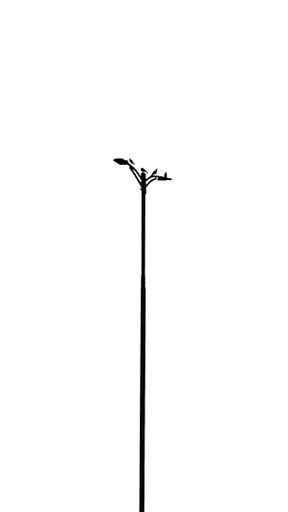 A vertical shot of a light post isolated on a white background