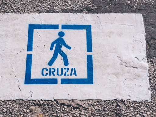 A closeup of a modern crosswalk in Torremolinos, Spain