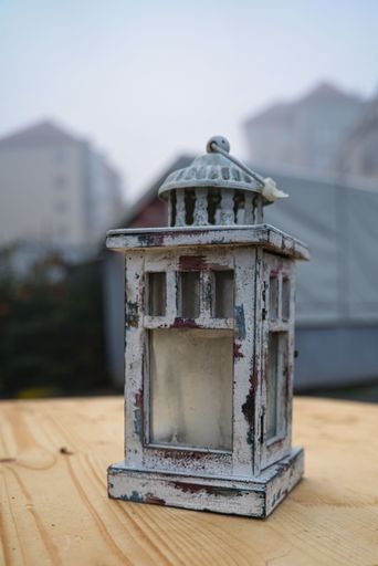 christmas lantern in the morning hours at a christmas market