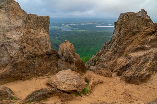 A closeup view of a Pinnacle Point at Crowder Mountain, North Carolina