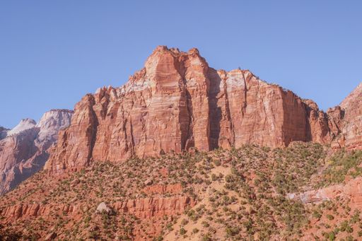 An outstanding view of bright-colored sandstones in the area of Glen canyon