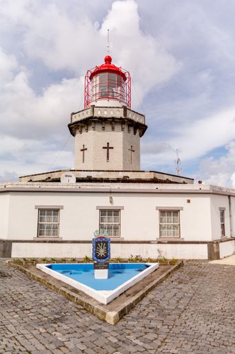 A vertical shot of the lighthouse Arnel on the Sao Miguel Island in the Azores Archipelago, Portuga