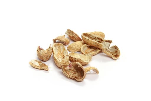 Some empty peanuts isolated on a white background