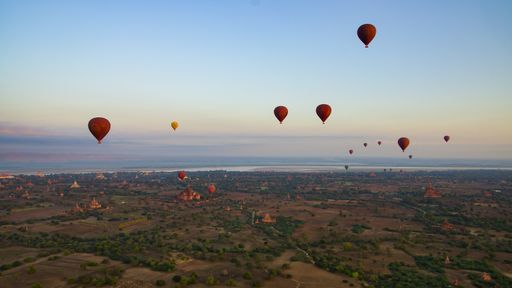 View of hot-air balloons over Began