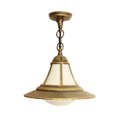 A vertical closeup shot of a hanging antique lamp on a white background