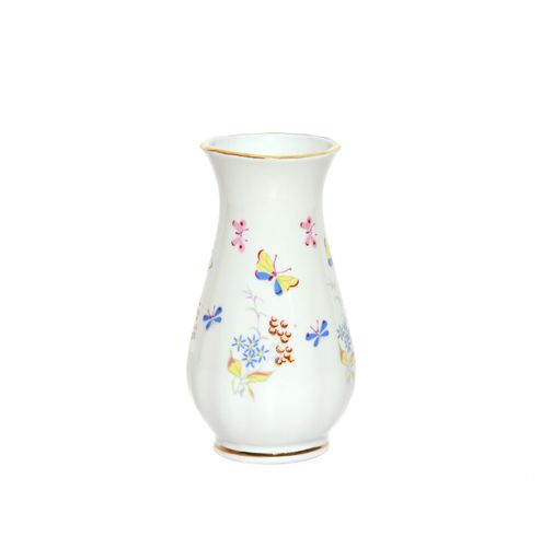 A vertical closeup shot of a flower vase isolated on white background