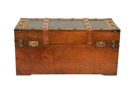 A vintage old trunk isolated on a white background