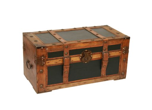 A vintage old trunk isolated on a white background